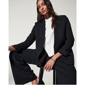 Spanx L The‎ Perfect Collarless Oversized Blazer Ponte 1-Button Jacket Womens